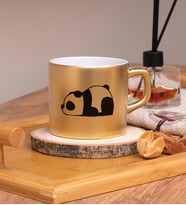 Seraclass Panda Tasarım Renkli Nescafe Fincanları 220 ML (Gold)