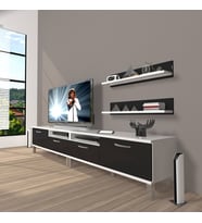Decoraktiv Eko 200R Mdf Krom Ayaklı Tv Ünitesi Tv Sehpası (Siyah - Beyaz)