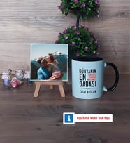 Babalar Günü Hediyesi Fotoğraflı Dekoratif Taş, Kupa Bardak Beyaz Hediye (Model 11)