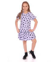 Toontoy Kız Çocuk Komple Puantiye Baskılı Elbise (Mavi)