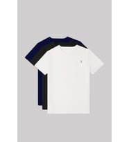 Unisex Bisiklet Yaka Standart %100 Pamuk Erkek Basic T-Shirt 3'li paket (BEYAZ-LACIVERT-BEYAZ)