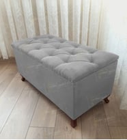 Lüks Sandıklı Kapitoneli Ayakucu Puf Bench 120 cm Ceviz Ayak (Gri)