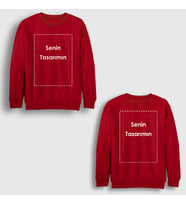 Presmono Unisex Beyaz Kendin Tasarla Kişiye Özel Sırt Baskılı Sweatshirt 519300tt (Kırmızı)