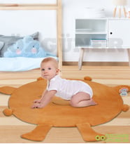 Bebek Oyun Halısı 120 cm  Ponponlu ve Ayaklı (%100 Yerli) (Turuncu)