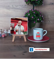 Dedeye Hediye Fotoğraflı Dekoratif Taş, Ahşap Altlıklı Türk Kahvesi Fincanı HediyeDedeye Babalar Günü Hediyesi (Model 3)