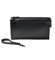 KANGAROO KINGDOM Hakiki Deri Siyah Erkek Portföy & Clutch El Çantası 8822-S (Siyah)