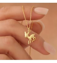 925 Ayar Gümüş Ceylan Figürü Kolye (Gold)