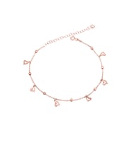 Kalp Figürlü Clasical Sallantılı Gümüş Kadın Ayak Halhal (Rose)