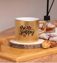 Be Happy Tasarımlı Renkli Nescafe Fincanları 220 ML (Gold)