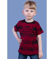 Toontoy Erkek Çocuk Çizgi Desenli Tişört (Bordo)