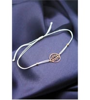 925 Ayar Gümüş Rose Yuvarlak Lotus Makrome Örgü Bileklik (Beyaz)