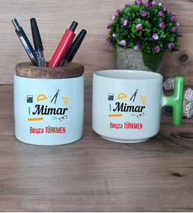 Mimar Hediye Sepeti Kupa Bardak T Kulplu, Kalemlik Hediyeleri Mimarlar Günü Hediyesi (Model 8)