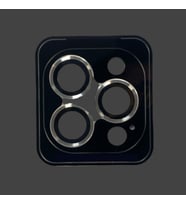 İphone 12 Pro Uyumlu Kamera Koruyucu Lens Mercek Çerçeveli 3'lü Set (Koyu Gri)