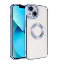 Iphone 14 Plus Kılıf Uyumlu Köşeleri Renkli Şeffaf Kamera Korumalı Silikon Luxury Kapak (Mavi)