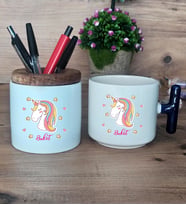 Unicorn Hediye Sepeti Kupa Bardak T Kulplu, Kalemlik Hediyeleri Kadın Arkadaşa Doğum Günü Hediyesi (Model 2)