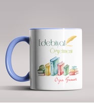 Kişiye Özel Edebiyat Öğretmeni Tasarım Siyah Renk Kupa Bardak 2 (Mavi)