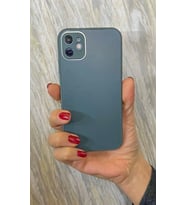 İphone 12 Pro Max Mat Elektro Cam Kamera Korumalı Kılıf (Koyu Yeşil)