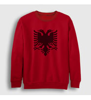 Presmono Unisex Beyaz Albania Arnavutluk Bayrağı Sweatshirt 494953tt (Kırmızı)