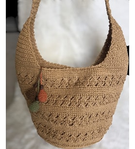 Hasır çanta, Kadın Örgü Çanta, Kadın Yazlık Omuz Çantası, Shopper Çanta, Plaj Çantası (Bej)