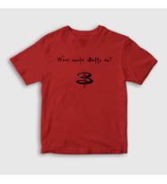 Presmono Unisex Çocuk Beyaz What Would Buffy Do The Vampire Slayer T-Shirt 433212tt (Kırmızı)