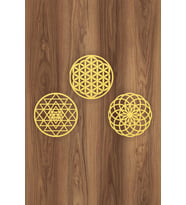 UNT Ahşap Yaşam Çiçeği Sri Yantra Torus Nefesi Üçlü Dekoratif Tablo Duvar Süsü Ev Hediyesi (Gold)