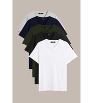 Erkek Çok Renkli T- Shirt Regular Fit Rahat Kesim V Yaka 5'li Basic Tişört Paketi (Haki)