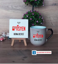 Optisyen Dekoratif Taş, Kupa Bardak Kırmızı Hediye (Model 9)