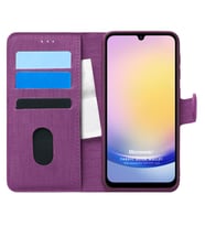Microsonic Samsung Galaxy A25 Kılıf Fabric Book Wallet Siyah (Mor)