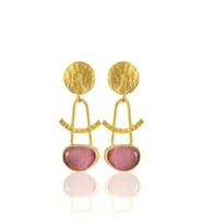 Kadir Jewellery 22 Ayar Altın Kaplama Vintage Küpe -El İşçiliği Ve Hipoalerjenik Küpe (Pembe)