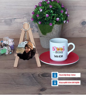 Biyoloji Öğretmeni Türk Kahvesi Fincanı Ahşap Altlıklı ve Fotoğraflı Ahşap Anahtarlık Hediye (Model 3)