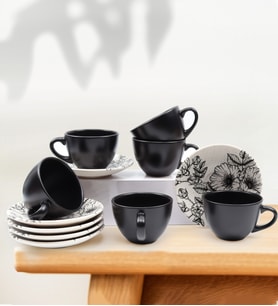 6'lı Çay ve Kahve Fincanı Takımı (Siyah)
