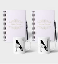 Kişiye Özel Ahşap Renkli Defter Kalem Kupa 2'li Hediye Seti (Model 8)