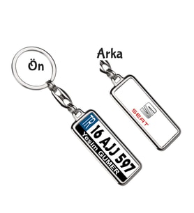 Kişiye Özel Plaka Metal Anahtarlık   Seat Logo (Gümüş)