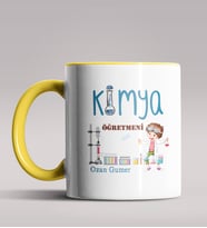 Kişiye Özel Kimya Öğretmeni Tasarım Siyah Renk Kupa Bardak 5 (Sarı)