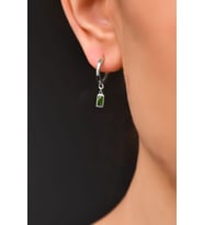 Papatya Silver 925 Ayar Gümüş Yeşil Baget Taşlı Halka Küpe (Rodyum)