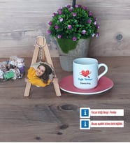 Sağlık Teknikeri Türk Kahvesi Fincanı Ahşap Altlıklı ve Fotoğraflı Ahşap Anahtarlık HediyeTıp Bayramı Hediyesi (Model 6)