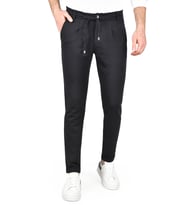 DeepSEA Erkek  Beli Lastikli Slim Fit Likralı Duble Paça Penye Spor Pantolon 2502385 (Koyu Lacivert)