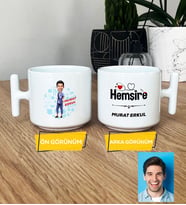 Kişiye Özel Karikatürlü Hemşire Hediye T Kupa Bardak Erkek Hemşireye Tıp Bayramı Hediyesi (Beyaz)