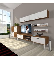 Decoraktiv Eko 6Y Slm Dvd Silver Tv Ünitesi Tv Sehpası (Beyaz - Kahverengi)