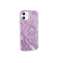 iPhone 11 Kılıf Magsafe Şarj Özellikli Fırça Boya Desenli Palet Kapak (Pembe)