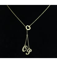 Kişiye Özel Harfli Kalpli Gümüş Kolye (Gold)