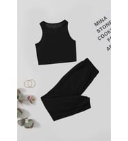 Merry See Tek Renk 1 Takım Kolsuz Polarlı Alt Üst Pijama Takımı (Siyah)
