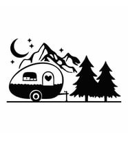 Karavan Dağlar Sticker siyah 25x15 CM (Siyah-Siyah)