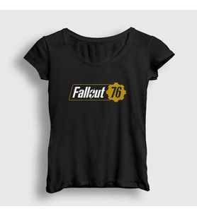 Presmono Kadın Beyaz Fallout 76 Logo Oyun T-Shirt 420957tt (Siyah)