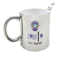 Zabıta Temalı Kişiye Özel İsim ve/veya Fotoğraflı Kupa Bardak No:001 (Gümüş)