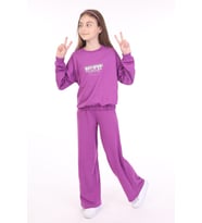 Toontoy Kız Çocuk Baskılı Eşofman Takım (Mor)