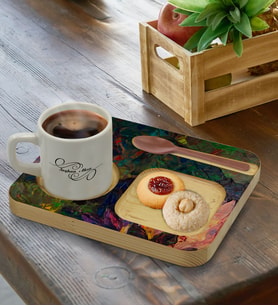 BK Gift Kişiye Özel Doğal Ahşap Sunum Tabağı ve Türk Kahvesi Fincanı Hediye Seti, Ev Hediyesi, Arkadaşa Hediye, Anneye Hediye, Doğum Günü Hediyesi (Model 19)