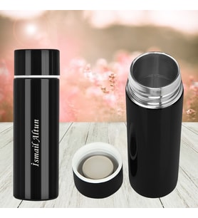 Kişiye Özel İsim Yazılı Paslanmaz Çelik Mini Termos Mug (Siyah)