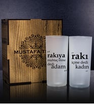 eJOYA Kişiye Özel Kutusunda 2'li Rakı Bardağı Hediye Seti 107217 (Bordo)