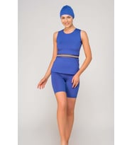 Alfasa 273 Sıfır Kol Tankini Yarı Kapalı Tesettür Mayo (Saks)